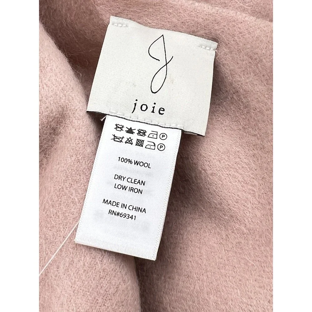 New JOIE Scarf Wrap 100% Wool Blush Pink Beaded Floral Sequin Fringe Soft Winter